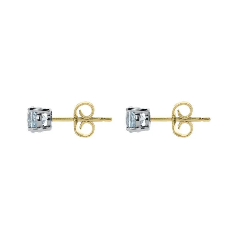 18ct White Gold 0.93ct Aquamarine Solitaire Stud Earrings