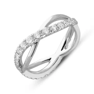 18ct White Gold 0.95ct Diamond Pave Set Wavy Ring