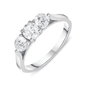 18ct White Gold 1.03ct Diamond Brilliant Cut Trilogy Ring