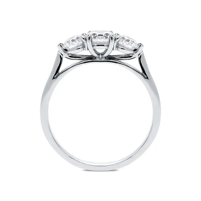 18ct White Gold 1.03ct Diamond Brilliant Cut Trilogy Ring