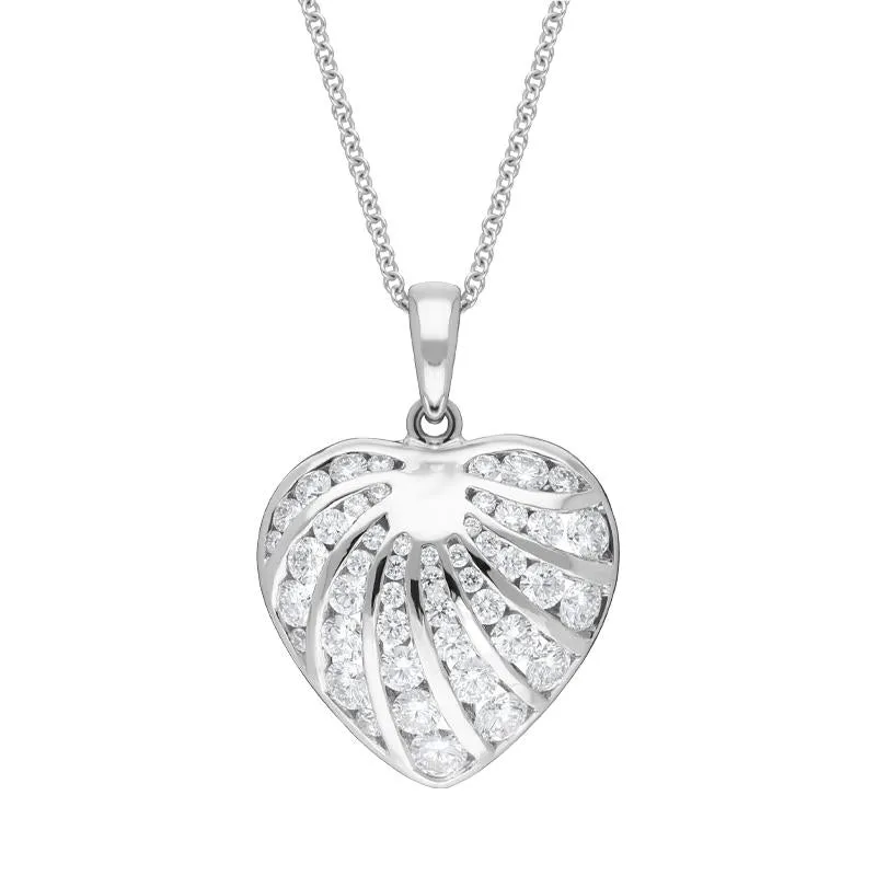 18ct White Gold 1.19ct Diamond Heart Necklace