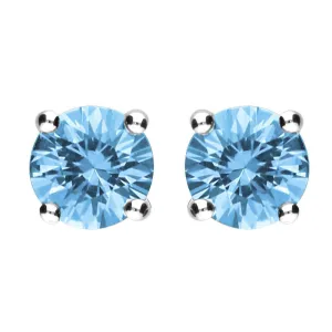 18ct White Gold Aquamarine Claw Set Solitaire Stud Earrings