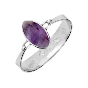 18ct White Gold Blue John Oval Stone Heavy Bangle