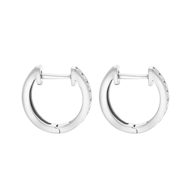 18ct White Gold Diamond 0.24ct channel Set Hoop Earrings