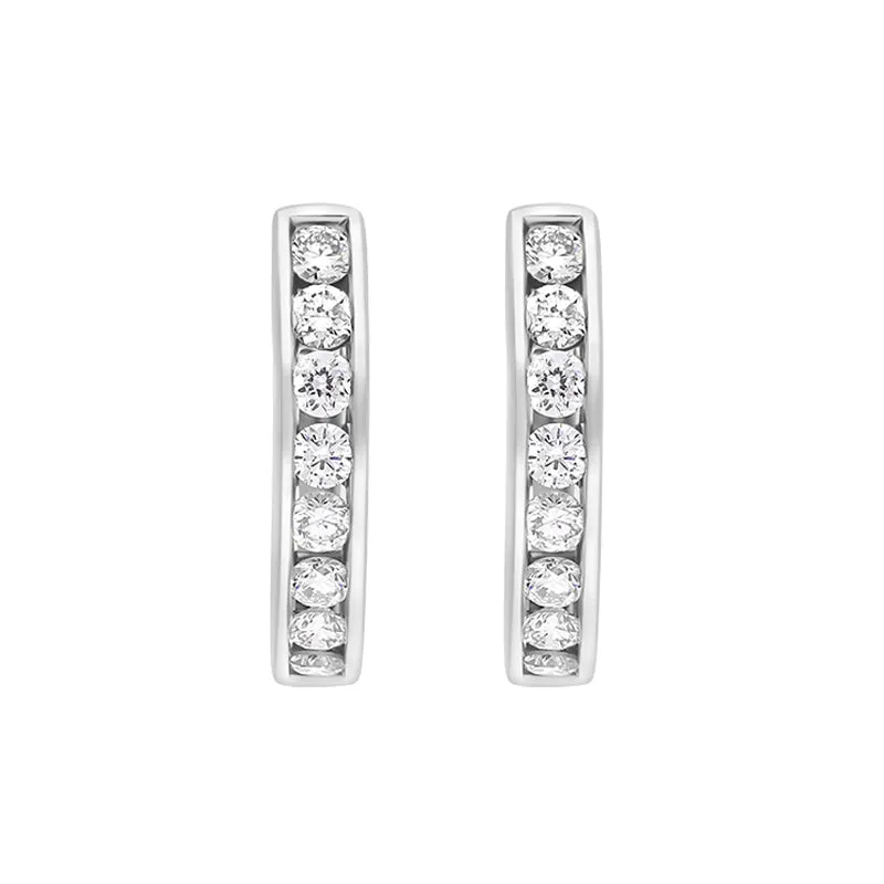 18ct White Gold Diamond 0.24ct channel Set Hoop Earrings