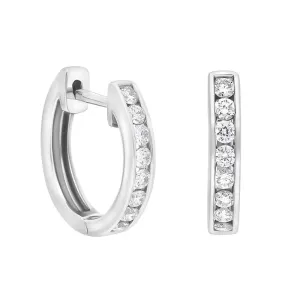 18ct White Gold Diamond 0.24ct channel Set Hoop Earrings