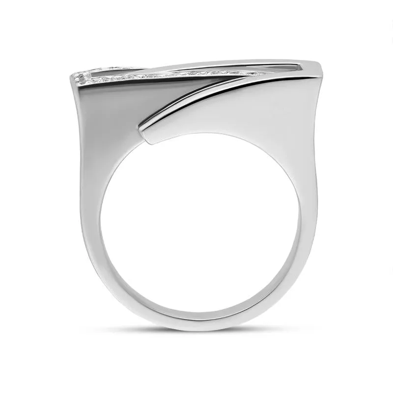 18ct White Gold Diamond Crossover Ring