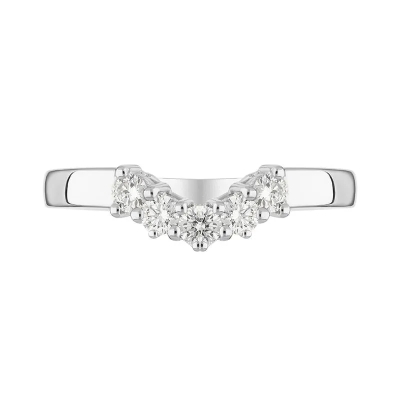 18ct White Gold Diamond Five Stone Wishbone Ring