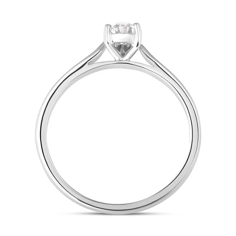 18ct White Gold Diamond Pear Cut Solitaire Ring
