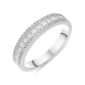 18ct White Gold Diamond Princess Cut Half Eternity Ring