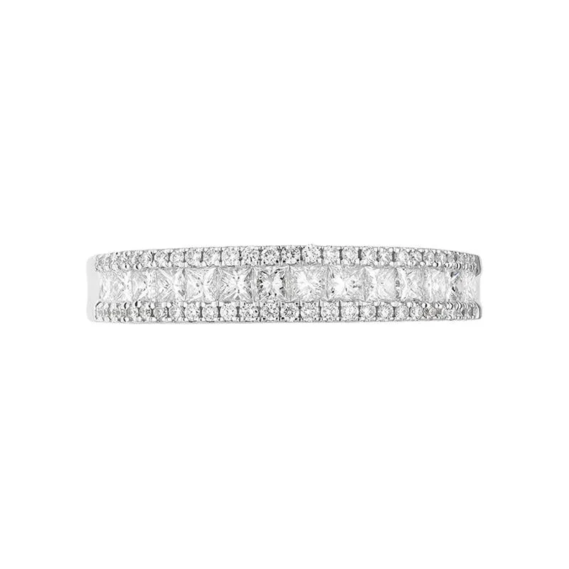 18ct White Gold Diamond Princess Cut Half Eternity Ring