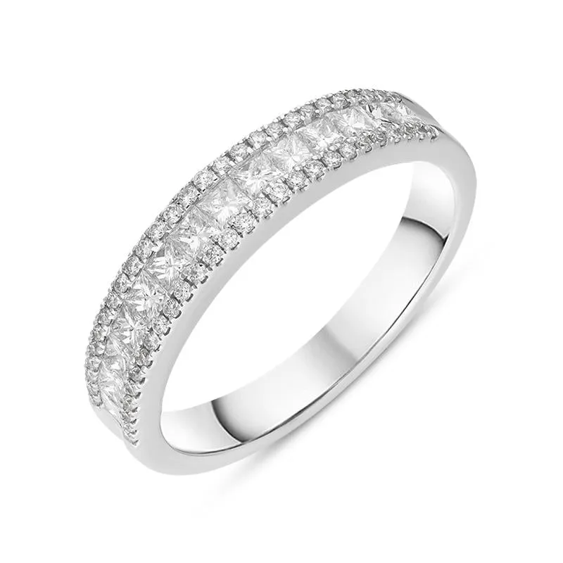 18ct White Gold Diamond Princess Cut Half Eternity Ring