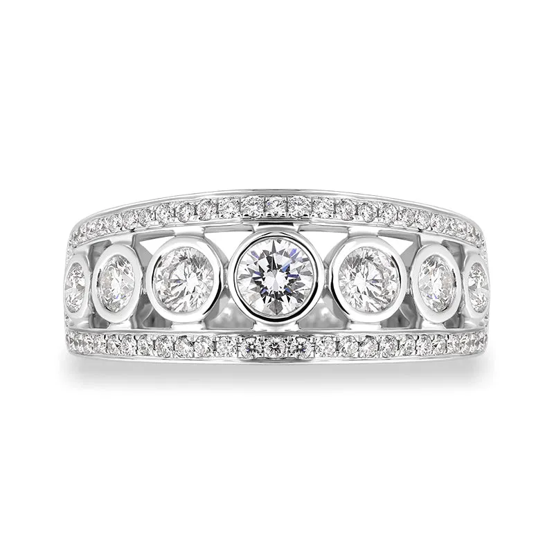 18ct White Gold Diamond Seven Stone Half Eternity Ring