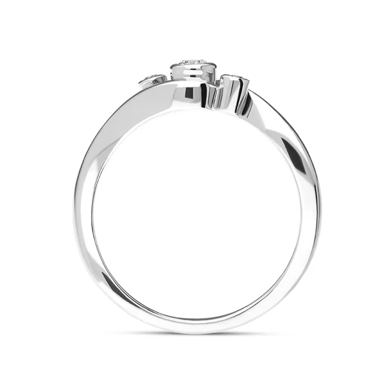 18ct White Gold Diamond Three Stone Crossover Ring