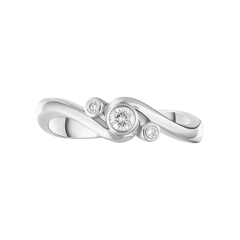 18ct White Gold Diamond Three Stone Crossover Ring