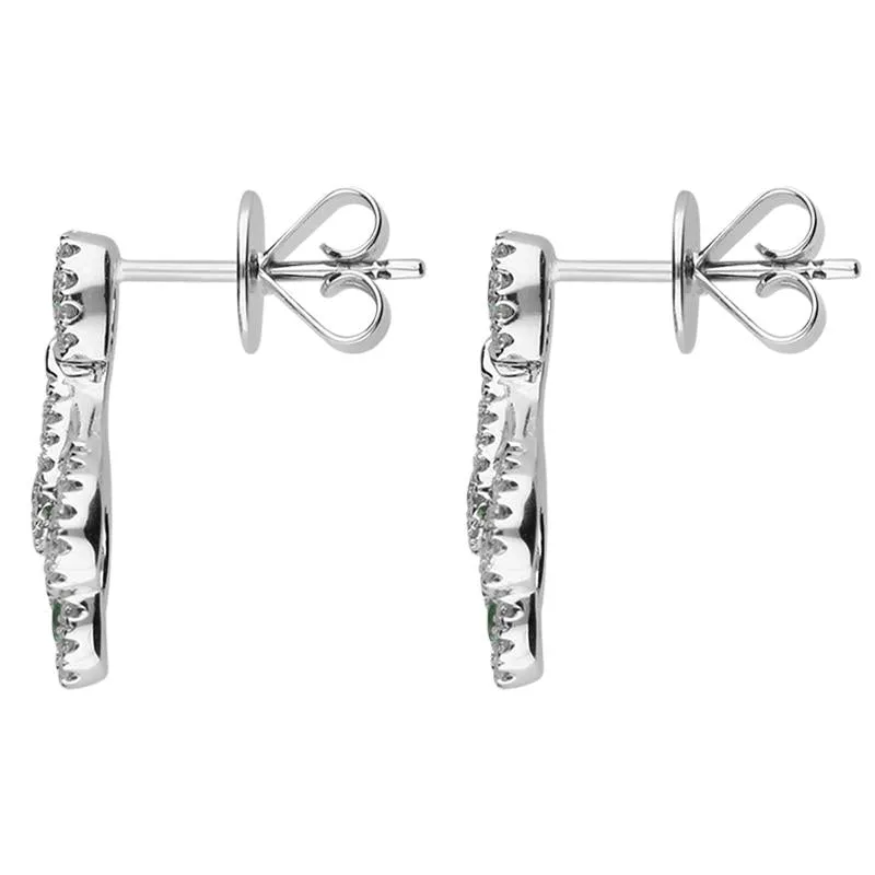 18ct White Gold Emerald and Diamond Peacock Earrings
