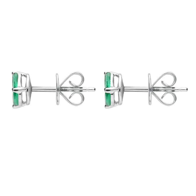 18ct White Gold Emerald and Diamond Stud Earrings