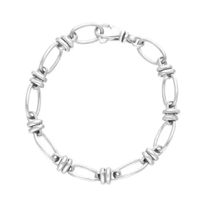 18ct White Gold Handmade Cable Chain Bracelet