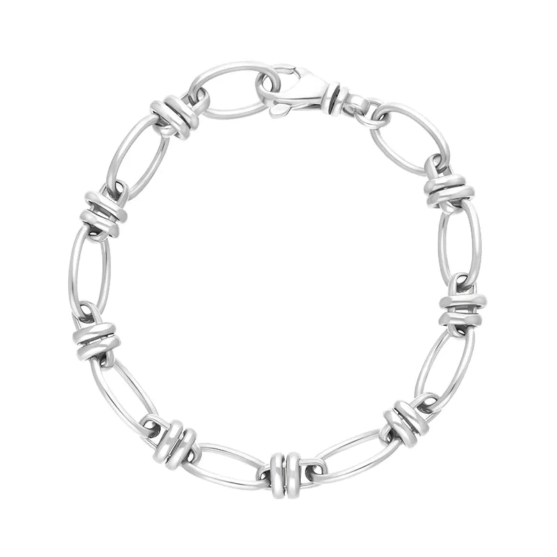 18ct White Gold Handmade Cable Chain Bracelet