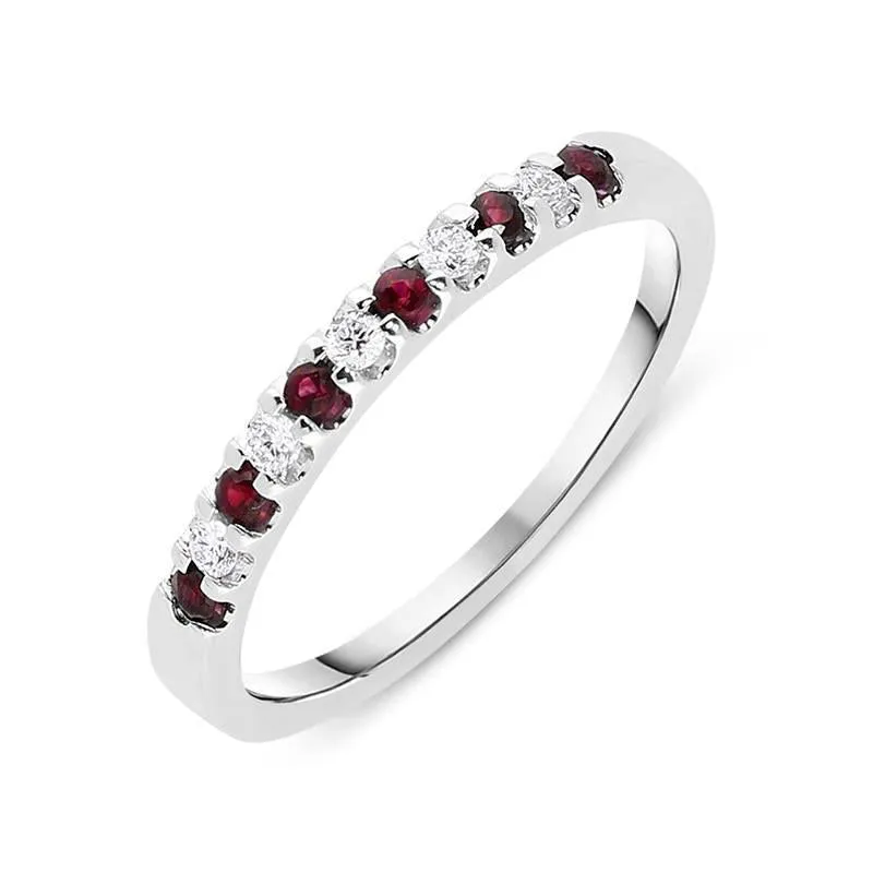18ct White Gold Ruby Diamond Half Eternity Ring