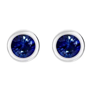 18ct White Gold Sapphire Bezel Set Solitaire Stud Earrings