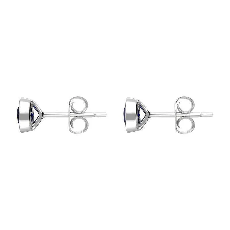 18ct White Gold Sapphire Bezel Set Solitaire Stud Earrings