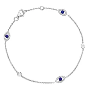 18ct White Gold Sapphire Diamond Marquise Bracelet