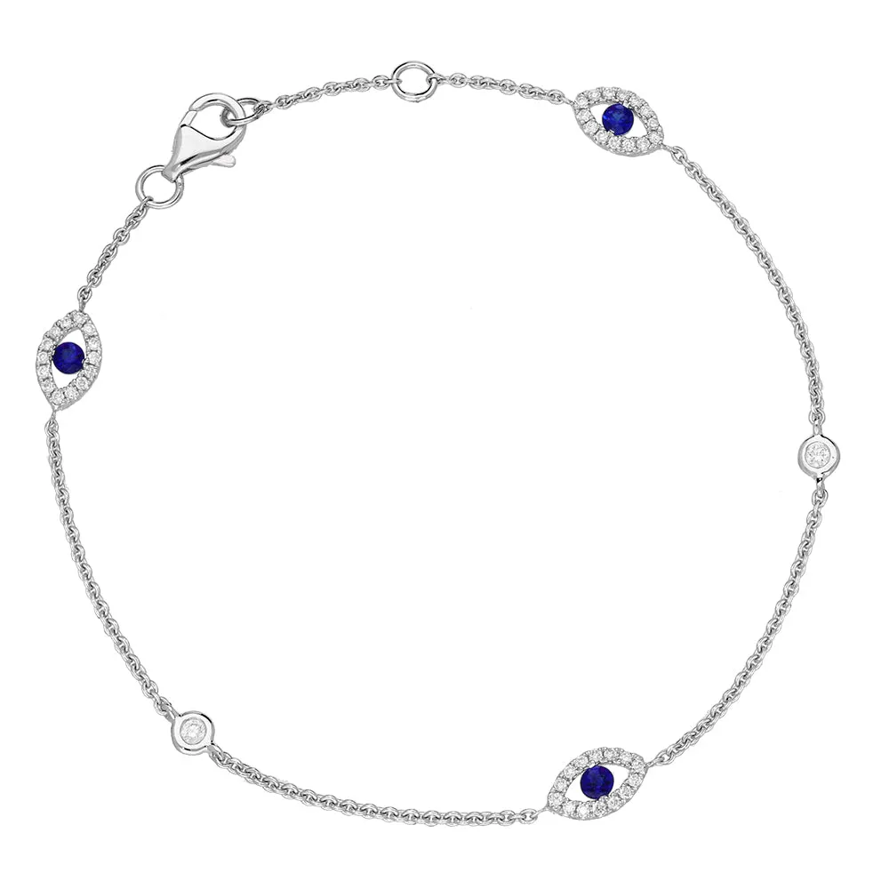 18ct White Gold Sapphire Diamond Marquise Bracelet