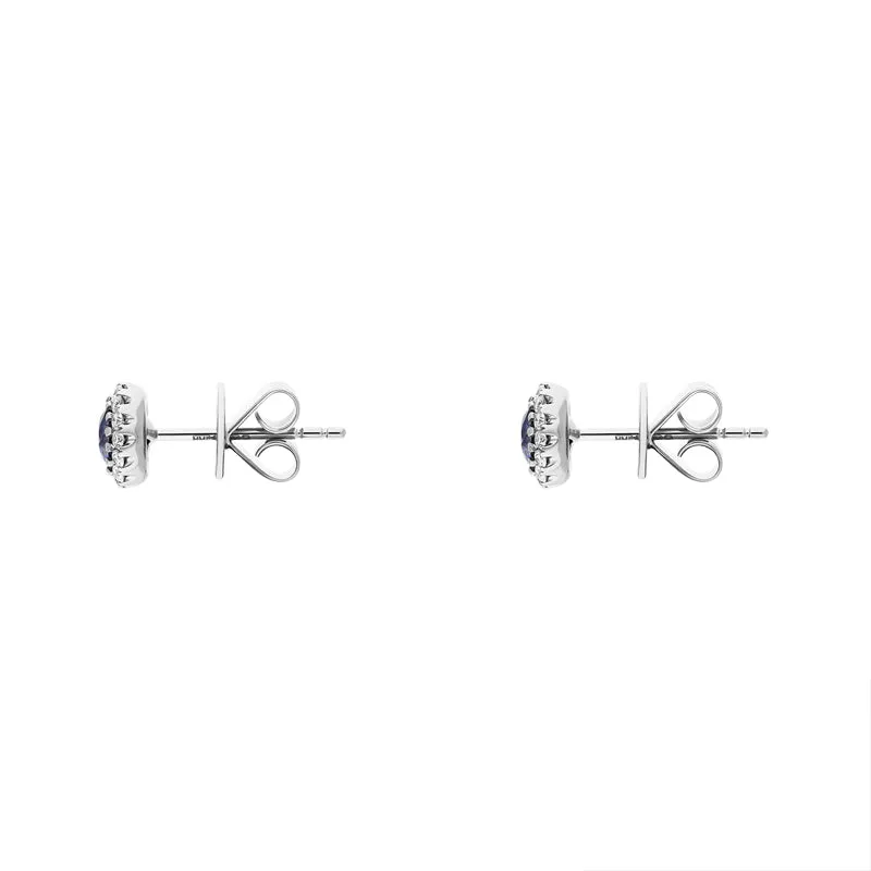 18ct White Gold Sapphire Diamond Round Cluster Stud Earrings