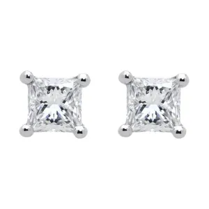 18ct White Gold Square 0.20ct Diamond Solitaire Stud Earrings