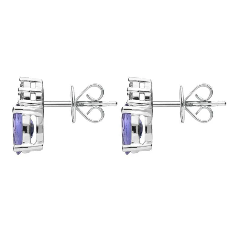 18ct White Gold Tanzanite and Diamond Drop Stud Earrings