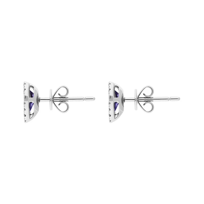 18ct White Gold Tanzanite Diamond Pear Stud Earrings