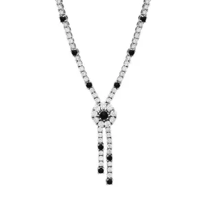 18ct White Gold Whitby Jet 6.77ct Rosette Style Necklace