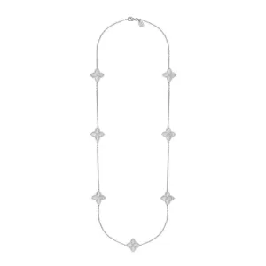 18ct White Gold White Mother of Pearl Eden Long Marquise Flower Necklace