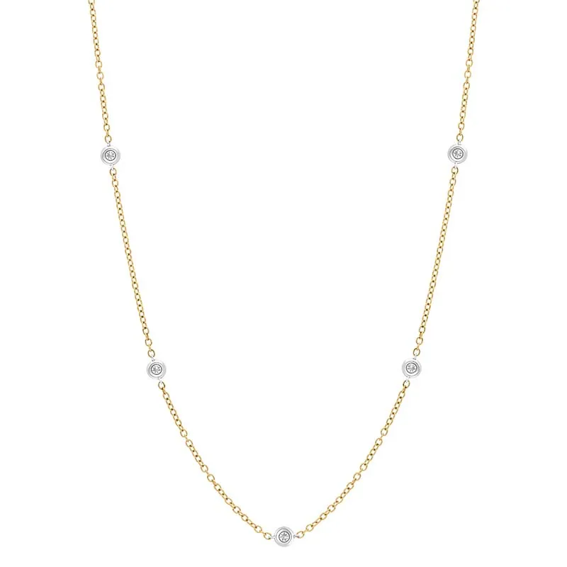 18ct Yellow and White Gold 0.48ct Diamond Chain Link Necklace