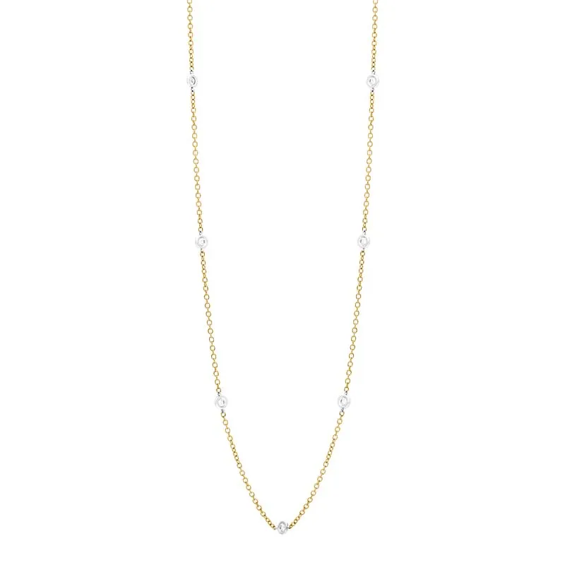 18ct Yellow and White Gold 0.48ct Diamond Chain Link Necklace
