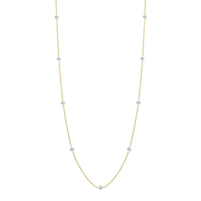 18ct Yellow and White Gold 0.48ct Diamond Chain Link Necklace