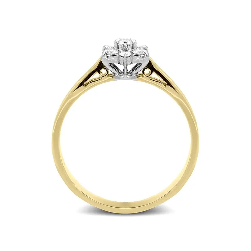 18ct Yellow Gold 0.16ct Diamond Flower Cluster Ring