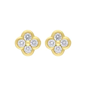 18ct Yellow Gold 0.25 4 Stone Diamond Cluster Stud Earrings