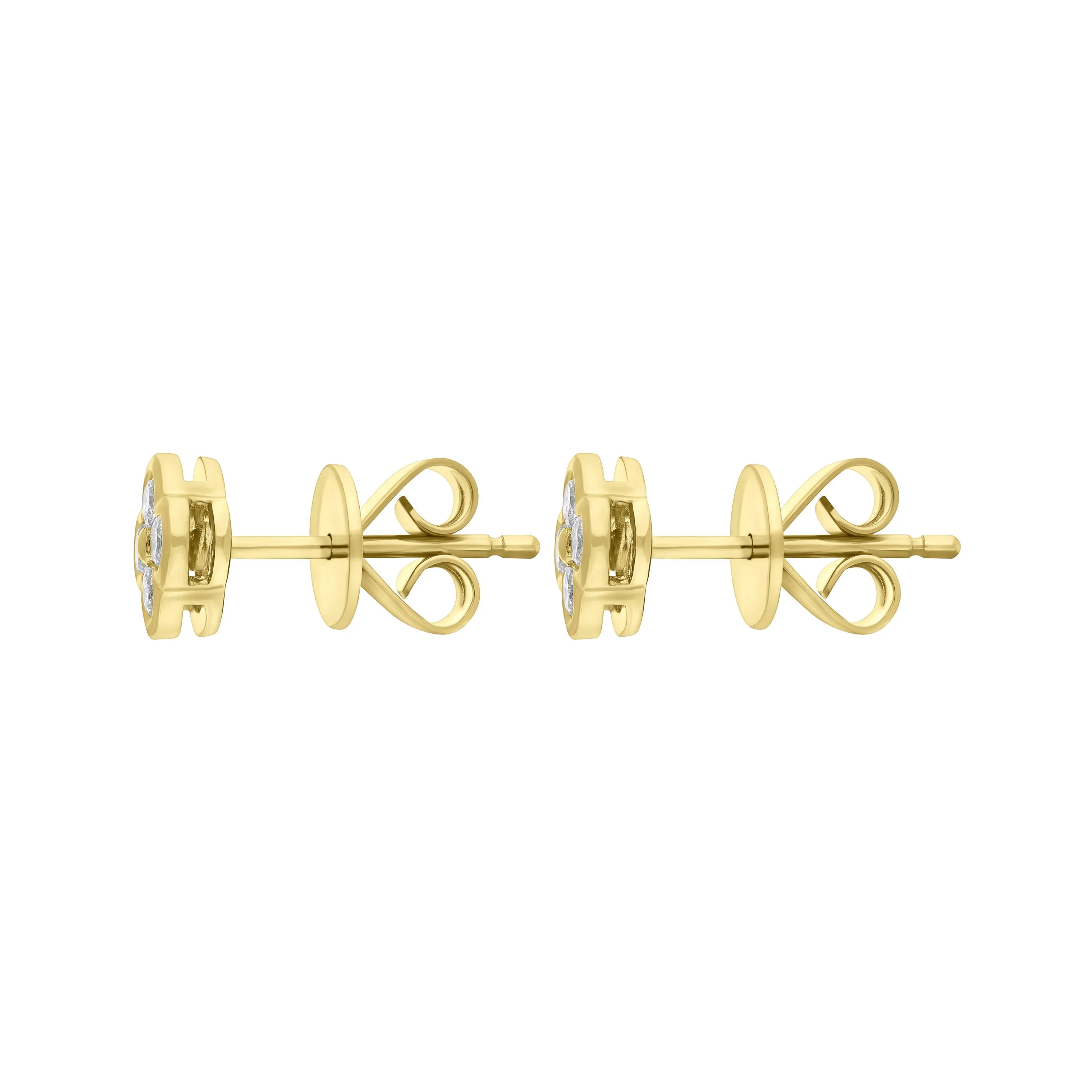 18ct Yellow Gold 0.25 4 Stone Diamond Cluster Stud Earrings