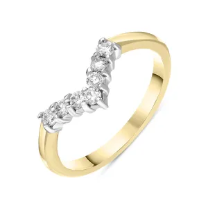 18ct Yellow Gold 0.27ct Diamond Seven Stone Wishbone Ring