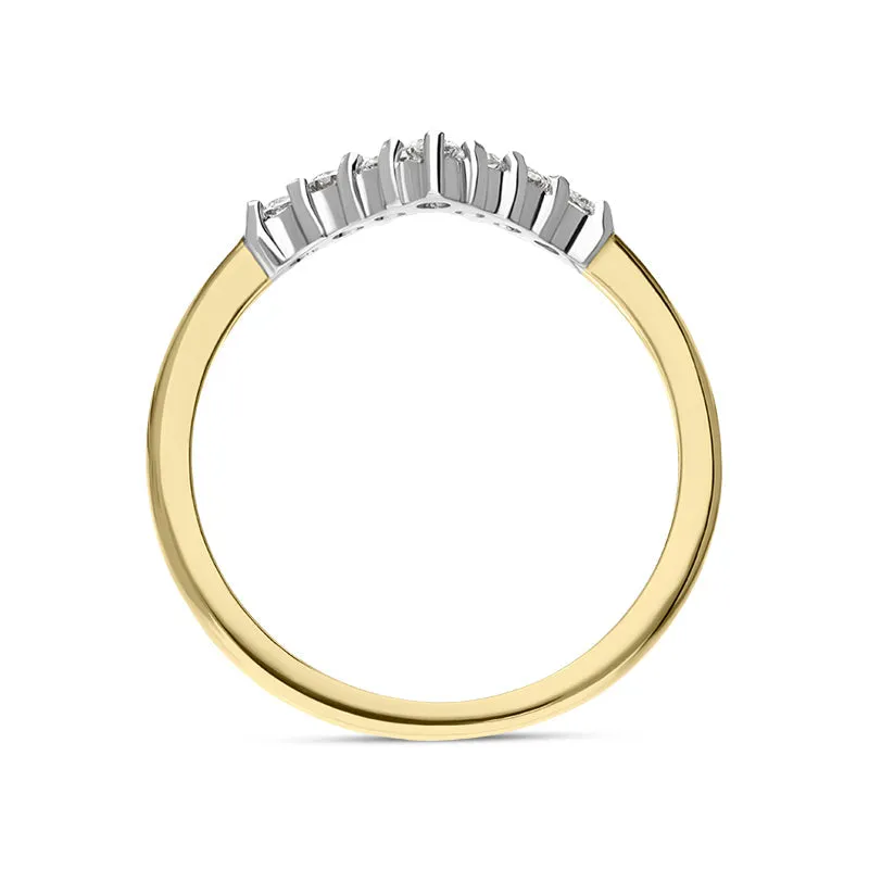 18ct Yellow Gold 0.27ct Diamond Seven Stone Wishbone Ring