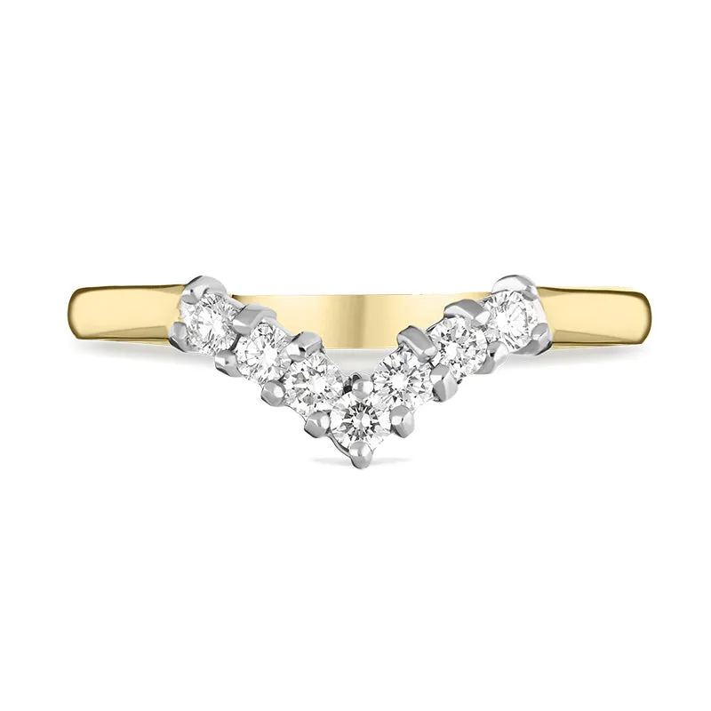 18ct Yellow Gold 0.27ct Diamond Seven Stone Wishbone Ring