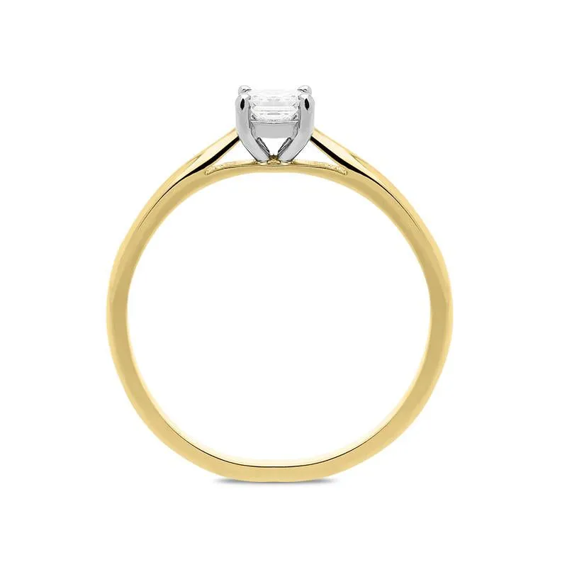 18ct Yellow Gold 0.32ct Diamond Princess Cut Solitaire Ring