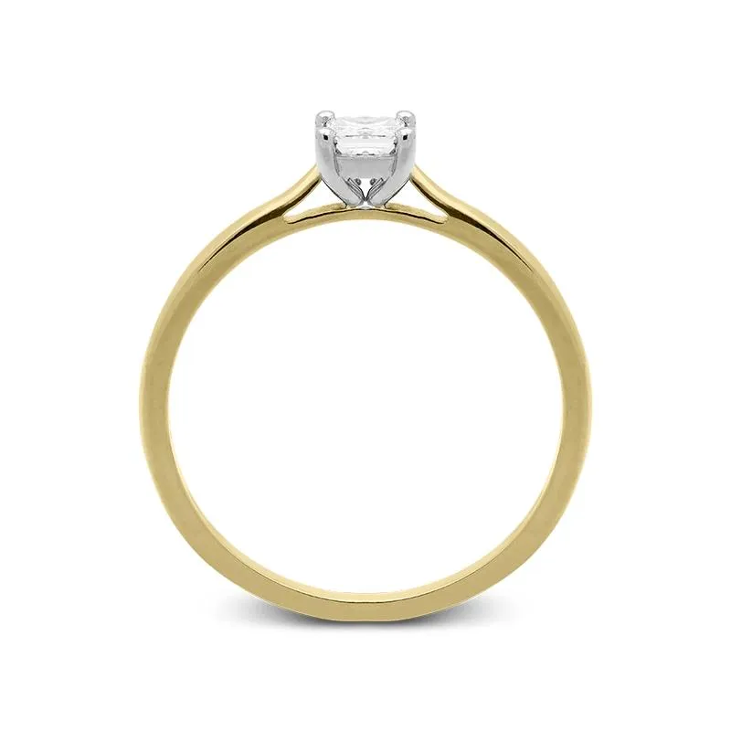 18ct Yellow Gold 0.33ct Diamond Princess Cut Solitaire Ring