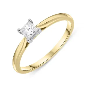 18ct Yellow Gold 0.33ct Diamond Princess Cut Solitaire Ring