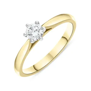 18ct Yellow Gold 0.33ct Diamond Round Brilliant Cut Solitaire Ring