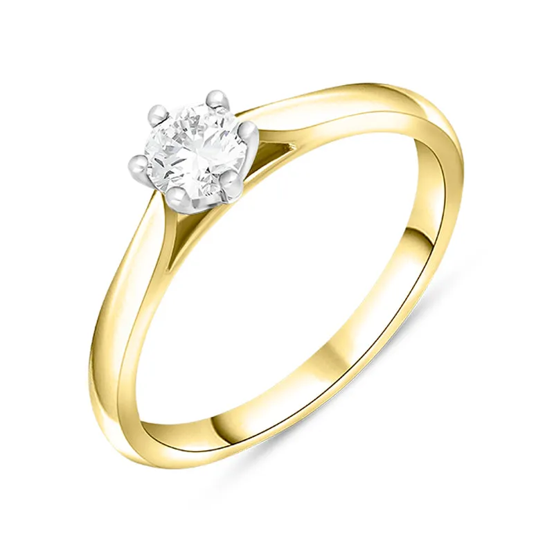 18ct Yellow Gold 0.33ct Diamond Round Brilliant Cut Solitaire Ring