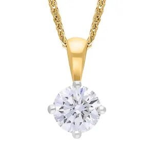 18ct Yellow Gold 0.33ct Diamond Solitaire Pendant Necklace