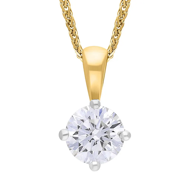 18ct Yellow Gold 0.33ct Diamond Solitaire Pendant Necklace